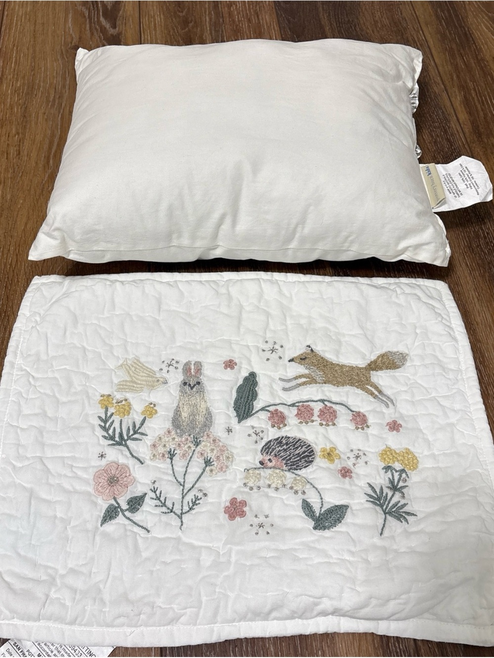 Pottery Barn Kids White Embroidered Woodland Pillow Sham